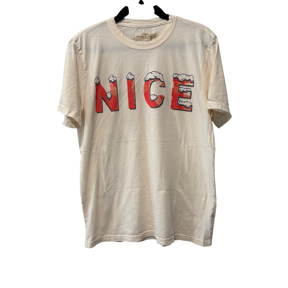 Imogene and Willie Nice Tee Women XXS Cream Snow Graphic T-Shirt Novelty